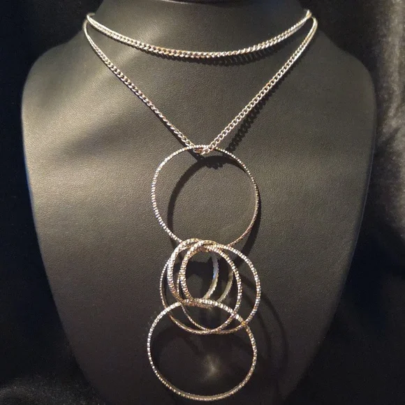 Express Geometric Circles Long Statement Necklace - Picture 2 of 5